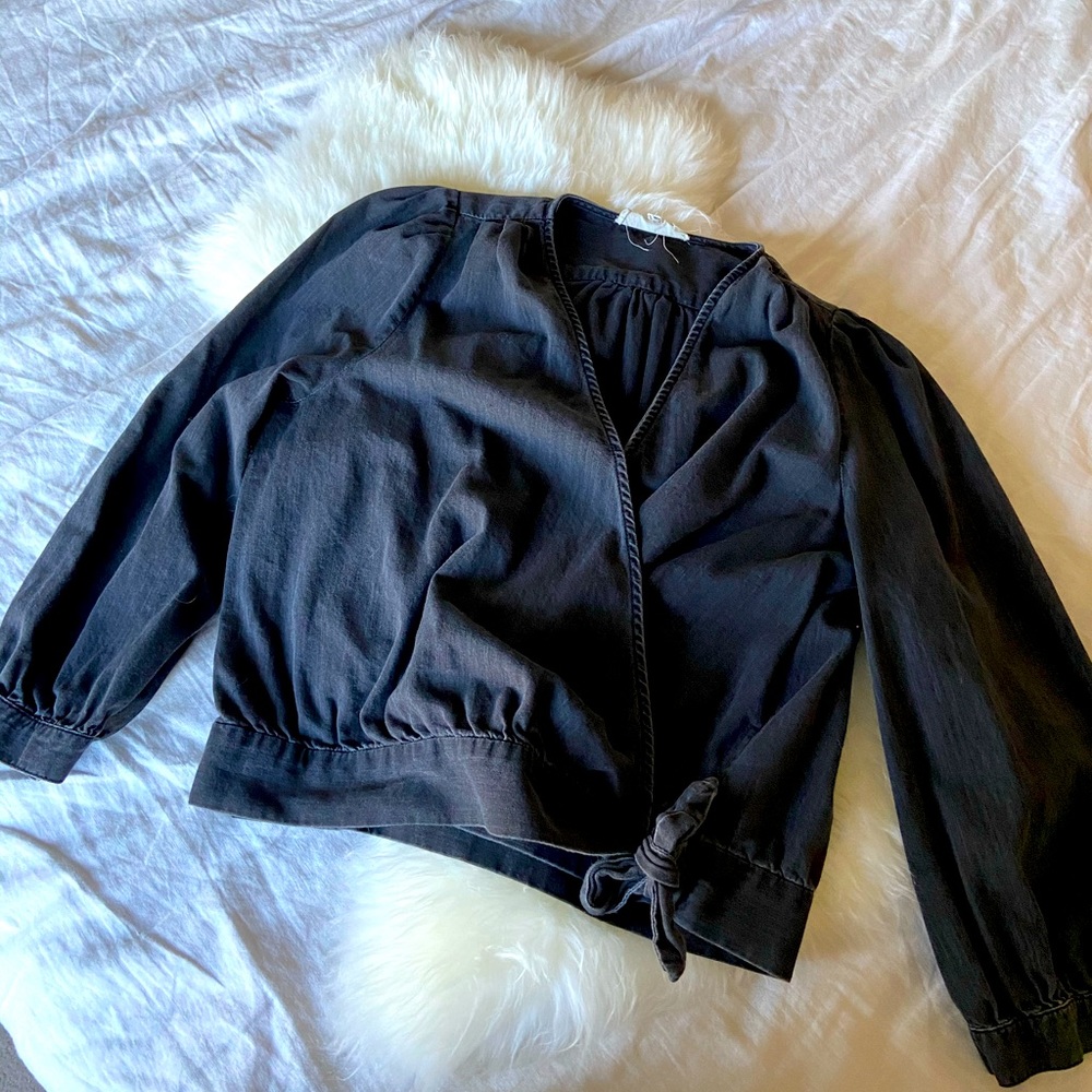 Madewell Black Denim Wrap Top | Size L